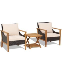 3 Pieces Patio Furniture Set-Brown