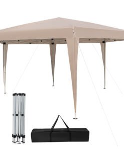 400 x 348 cm Hexagonal Pop-Up Canopy Tent with Dressed Legs-Khaki