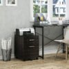 Vinsetto 2-Drawer Locking Office Filing Cabinet w/ 5 Wheels Rolling Storage Hanging A4 Cupboard Home Organisation Black Wood Grain