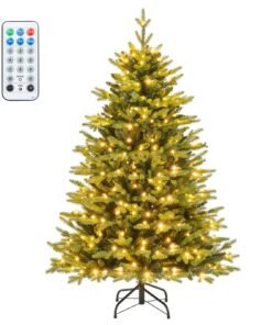 Hinged Christmas Tree with Branch Tips and LED Lights-S