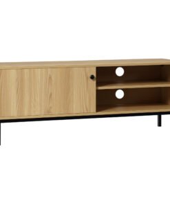 HOMCOM 50" Screen TV Stand, with Sliding Door Storage - Wood-Effect