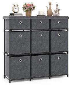 Chest of 6/9 Drawers Home Metal Frame Storage Organizer Unit-Grey-L