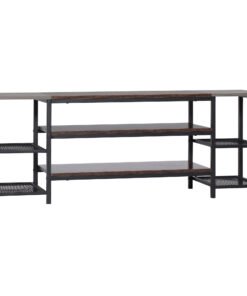 HOMCOM TV Unit Cabinet for TVs up to 60 Inches, Industrial TV Stand with Storage Shelves for Living Room, Brown and Grey