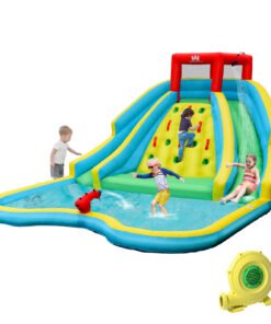 Inflatable Water Slide with Climbing Wall and 680W Air Blower