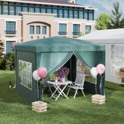 Outsunny 3 x 3m Pop Up Gazebo, Wedding Party Canopy Tent Marquee with Carry Bag and Windows, Green