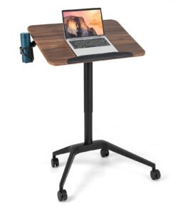 Mobile Height Adjustable Standing Desk-Brown