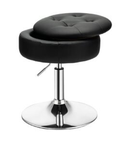 360° Swivel Vanity Stool with Removable Tray Lid-Black