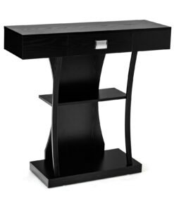T-Shaped Console Table for Small Space-Black