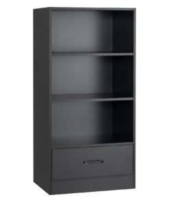 Wooden Storage Bookshelf Cabinet with 3-Tier Open Shelves and Drawer-Black