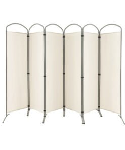 6 Panel Freestanding Folding Room Divider for Home Office-Cream