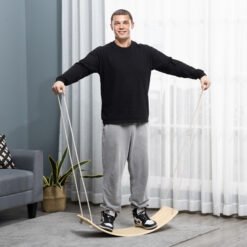 HOMCOM Wood Wobble Board with Ropes, Balance Board for Full Body Workout, Multipurpose for Adults
