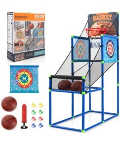 2-in-1 Kids Basketball Arcade Game with Electronic Scoreboard