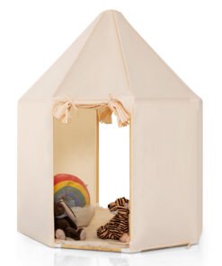 Kids Play Tent with 2 Doors Design and Washable Mat-Beige