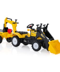 3-in-1 Kids Ride On Pedal Excavator with Detachable Trailer-Yellow
