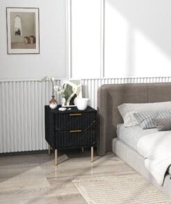 HOMCOM Elegant Two-Drawer Bedside Table - Black