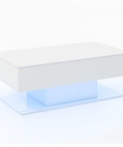 LED Coffee Table with 2 Drawers and Remote Control-White