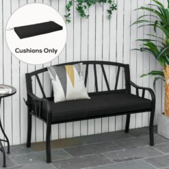 Outsunny Garden Bench Cushion 2 Seater Loveseat Seat Pad for Patio Swing Furniture for Indoor & Outdoor Use, 120 x 50 x 8 cm, Black