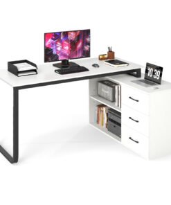 L Shaped Computer Desk Corner Executive Desk with 3 Drawers