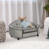 PawHut Dog Sofa for XS and S Size Dogs, Pet Chair Bed with Soft Cushion, Cat Sofa  Couch with Washable Cover, Wooden Frame, 66.5 x 45 x 35.5 cm, Grey
