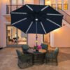 Outsunny 2.7m Garden Parasol Sun Umbrella w/ LED Solar Light Angled Canopy Blue