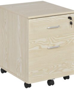 Vinsetto 2-Drawer Locking Office Filing Cabinet w/ 5 Wheels Rolling Storage Hanging A4 Cupboard Home Organisation, Oak Wood Grain