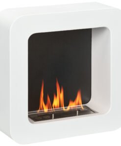 HOMCOM Wall Mounted Ethanol Fireplace, Bioethanol Heater Stove Fire with 1L Tank, 2.5 Hour Burning Time, 48 x 48 cm, White