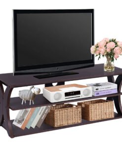 Media Console Table with Open Storage Shelves for Living Room Bedroom