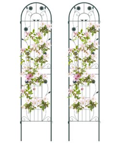 2 Pack 220 cm x 50 cm Metal Garden Trellis for Climbing Plants-Green