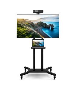 Mobile TV Stand Height Adjustable TV Cart with Lockable Wheels