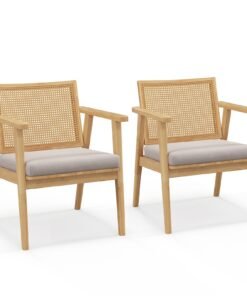 Modern Accent Chair with Solid Rubber Wood Frame-Natural