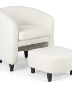 Modern Barrel Chair with Ottoman for Living Room Bedroom Office-Beige