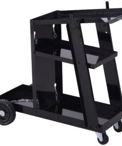 DURHAND Welding Cart Welder Trolley Garage for Gas Bottles w/ Safety Chain, Wheels, Black