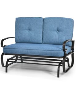2-Person Patio Glider Chair with Cushions-Navy