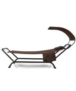Outdoor Hammock with Stand Cushion and Canopy for Garden Lawn-Coffee