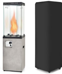 41,000 BTU Propane Patio Heater Outdoor Heater with Lockable Wheels-Grey
