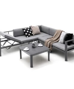 3 Piece Aluminum Patio Sofa Set with 6-Level Reclining Backrest-Grey
