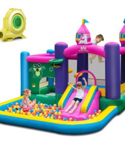 6-in-1 Inflatable Bounce House with Slide and 680W Blower