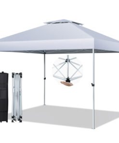3m x 3m Pop Up Gazebo with Adjustable Height and Double Vented Roof-White