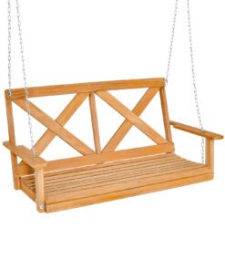 2-Person Porch Swing Chair with Adjustable Chains-Natural