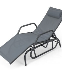 Outdoor Chaise Lounge Glider Chair with Armrests and Pillow-Grey-Grey