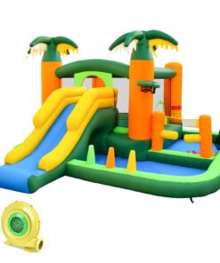 8-in-1 Tropical Inflatable Bounce House with 2 Ball Pit Pools