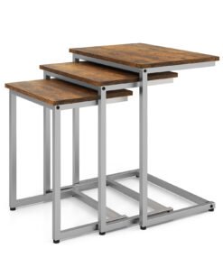 Rectangle Stacking Nesting End Table Set of 3-Rustic Brown