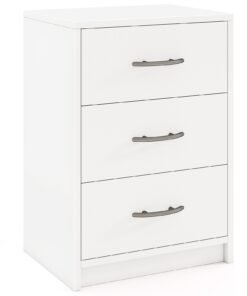 3-Drawer Nightstand with Storage for Living Room Bedroom-White