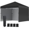 Outsunny 3 x 3 (M) Pop Up Gazebo Event Shelter, Height Adjustable Party Tent with 3 Sidewalls, Weight Bags and Wheeled Bag