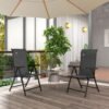 Outsunny Set of Two Folding Garden Chairs, with Seven-Position Adjustable Backs - Grey