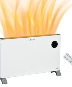 HOMCOM 2000W Electric Convector Heater, Freestanding Space Heater with 3 Heat Settings, Adjustable Thermostat, Timer, White