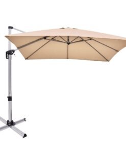 3m Cantilever Garden Parasol with Tilted Design and 360° Rotation-Beige