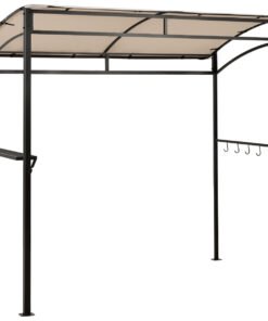 7 Feet Grill Gazebo with Serving Shelf and Storage Hooks-Beige