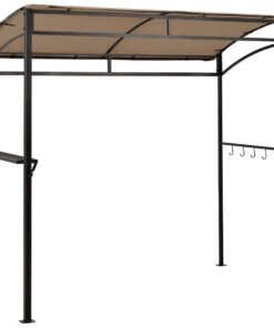 7 Feet Grill Gazebo with Serving Shelf and Storage Hooks-Coffee