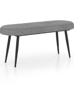 113 cm Ottoman Bench with Sponge Padded Cushion for Entryway Living Room Foyer-Grey